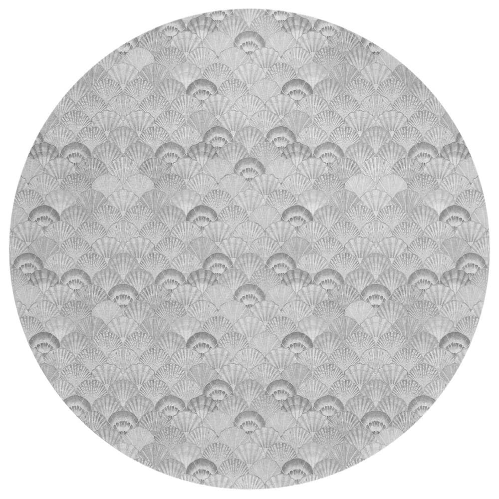 Surfside Gray 8 ft. x 8 ft. Geometric Indoor/Outdoor Area Rug