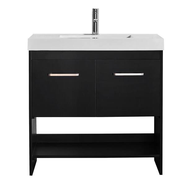 Unbranded Siena 36 in. W x 18 in. D Vanity in Espresso with Acrylic Vanity Top in White with White Basin