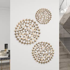 Metal Gold Abstract Wall Decor with Cutout Design (Set of 3)
