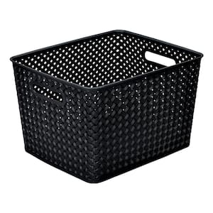 8.66 in. H x 11.42 in. W x 13.78 in. D Black Plastic Cube Storage Bin