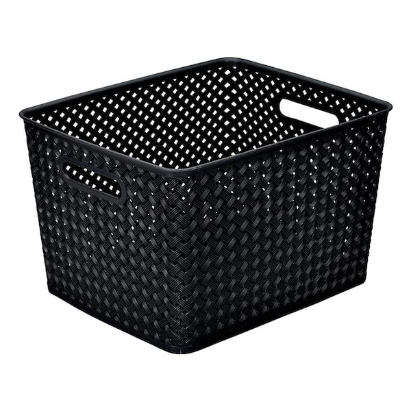 SIMPLIFY 8.66 in. H x 11.42 in. W x 13.78 in. D Black Plastic Cube Storage Bin