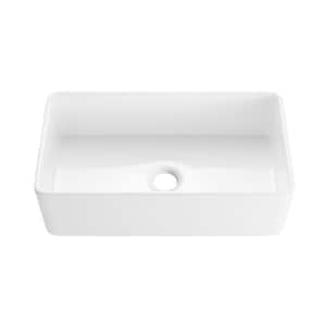 White Ceramic 36 in. Single Bowl Farmhouse Apron Workstation Kitchen Sink with Bottom Grid and Drain
