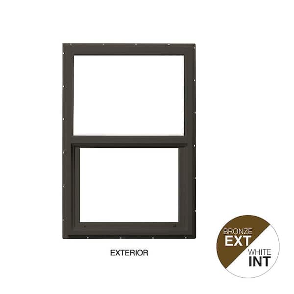 Ply Gem 23.5 in. x 35.5 in. Select Series Single Hung Vinyl Bronze Window with White Int HP2+ Glass, and Screen