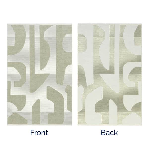 Grania Light Green 6 ft. 7 in. x 9 ft. Modern Abstract Reversible Machine Washable Area Rug