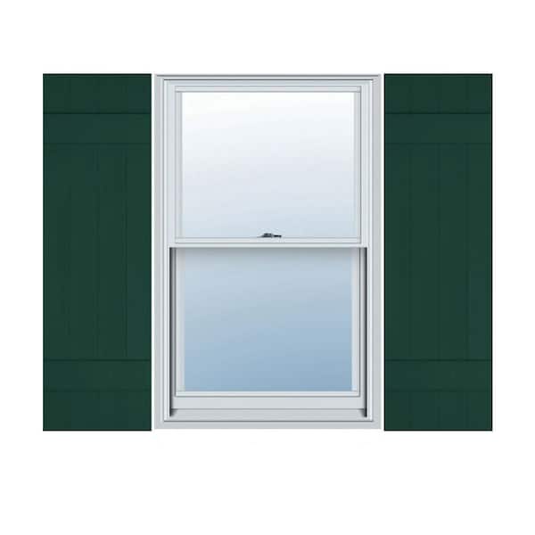 Ekena Millwork 14 in. x 46 in. Lifetime Vinyl TailorMade Four Board Joined Board and Batten Shutters Pair Midnight Green