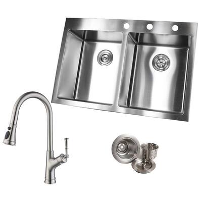 eModernDecor Topmount Drop-In 18-Gauge Stainless Steel 33 in. x 22 in ...
