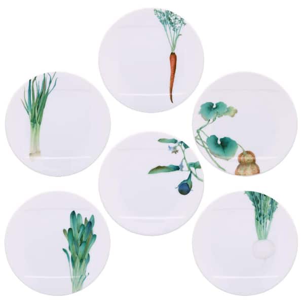 Noritake Kyoka Shunsai 6 in. White Porcelain Set of 6 Assorted Appetizer Plates