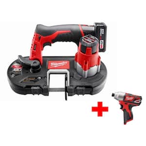 M12 12V Lithium-Ion Cordless Sub-Compact Band Saw Kit with (1) 3.0 Ah Battery, Charger and M12 1/4 in. Hex Impact Driver