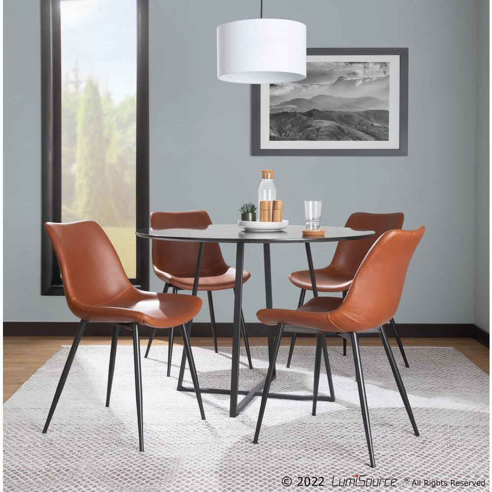 Durango Dark Brown Faux Leather Side Chair with Metal Legs, Set of 2