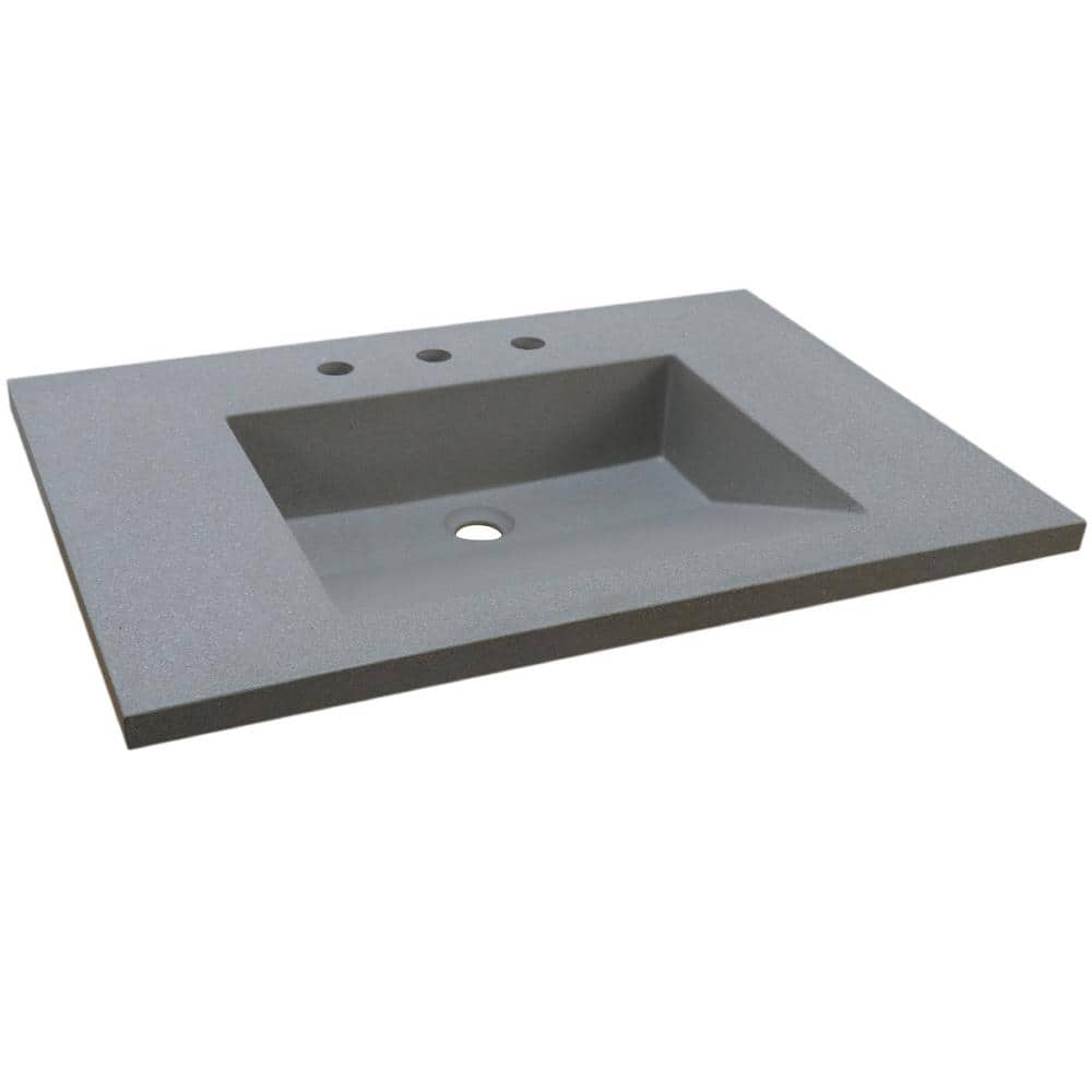 Bellaterra Home 31 in. W x 22 in. D Concrete Single Basin Vanity 