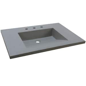 31 in. W x 22 in. D Concrete Single Basin Vanity Top in Gray with Gray Rectangle Basin
