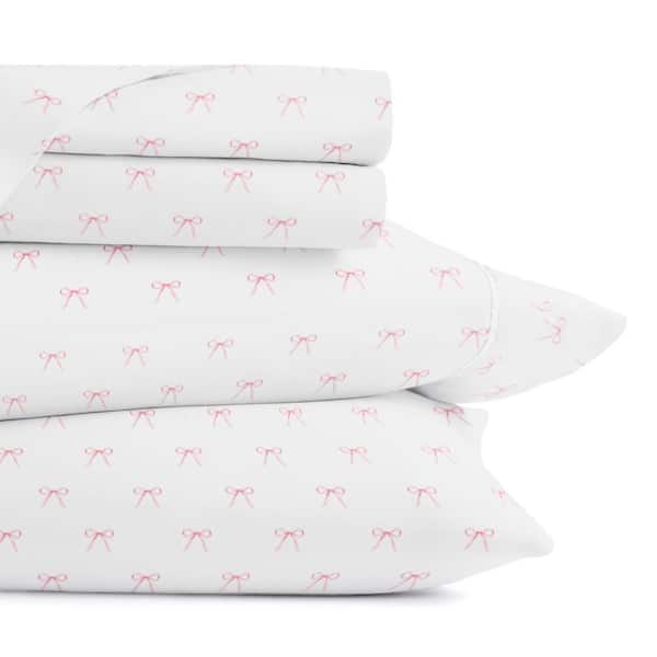 Ultra Soft 3-Piece Pink Bows Patterned Microfiber TwinXL Sheet Set