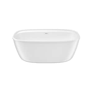 Odetta 58 in. AcrylX Flatbottom Freestanding Bathtub in White with Center Drain