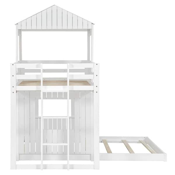 jtwm◆② Harper & Bright Designs White Twin Over Full Wooden