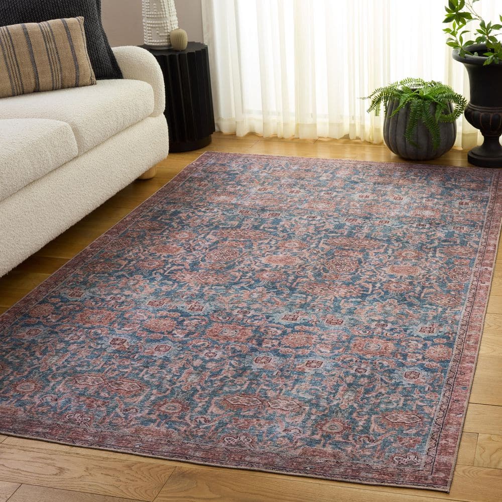 Vintage Heriz 9 ft. x 12 ft. Blue/Brown Floral Ornate Washable Area Rug price history on PriceWatchPro