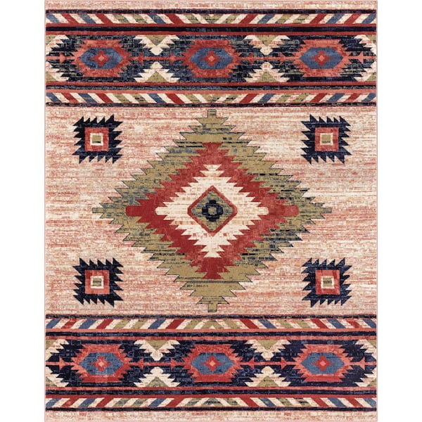 Well Woven Tulsa Lea Traditional Southwestern Tribal Cream 9 ft. 3 in. x 12 ft. 6 in. Area Rug