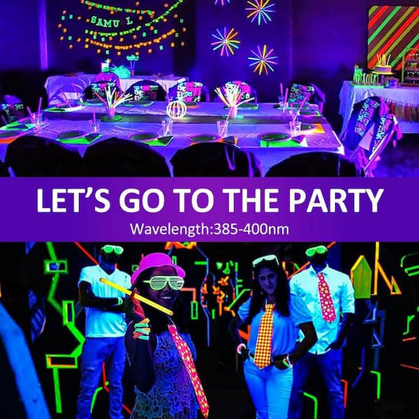 100W Lack Finish Plug-In Integrated LED Blacklight Landscape Flood Light for Glow Party, Stage & Body Paint, 2 Pack