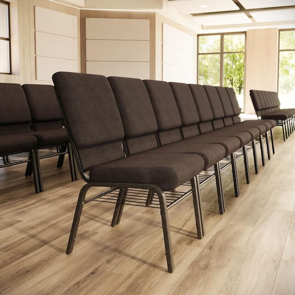 Carnegy Avenue Fabric Stackable Church Chair in Brown CGA-XU-1606