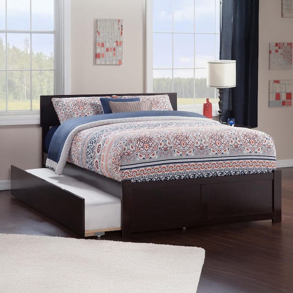 Orlando Espresso Queen Bed with Footboard and Twin Extra Long Trundle