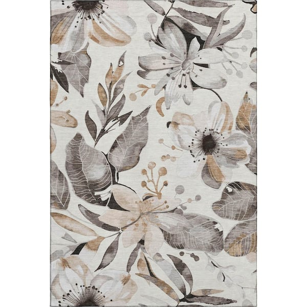 Mayfield Premium Machine Washable Abstract AMF2260 Ivory 10 ft. x 14 ft. Area Rug