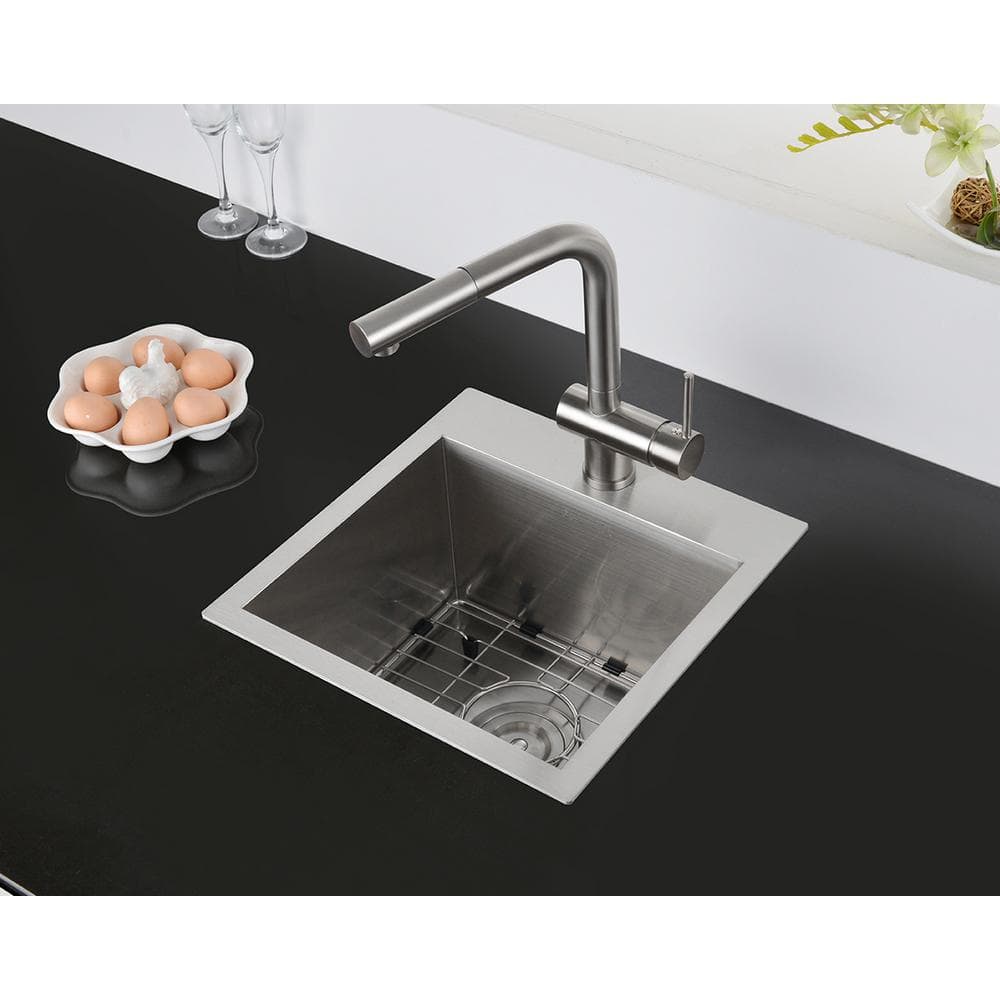 Ruvati 15" Brushed Stainless Steel Drop-In Bar Sink