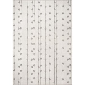 Kiernan Vertical Teardrop Stripe Gray 2 ft. x 8 ft. Indoor/Outdoor Runner Patio Rug