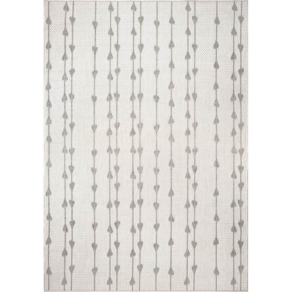 Kiernan Vertical Teardrop Stripe Gray 5 ft. x 8 ft. Indoor/Outdoor Patio Area Rug -  nuLOOM, GBCB35A-508