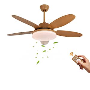 48 in. Indoor Brown Modern Ceiling Fan with Adjustable White Integrated LED, Remote and Reversible Motor