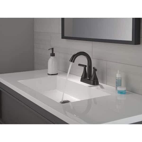 Foundations Design Series Modern 4 in. Centerset Double Handle Bathroom Sink Faucet in Matte Black