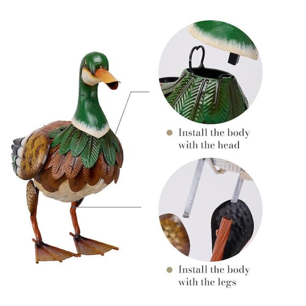 Metal Mallard Duck Decorations for Outdoor Decor, 16 in. Duck