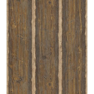 Dakota Brown Textured Rustic Wood Vinyl Peelable Roll Wallpaper (Covers 56.4 sq. ft.)
