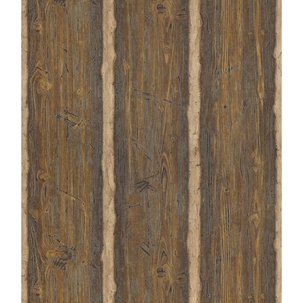 Brewster Dakota Brown Textured Rustic Wood Vinyl Peelable Roll Wallpaper (Covers 56.4 sq. ft.)