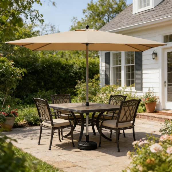 9 foot rectangular patio umbrella 35 9' Outdoor Umbrella, Outdoor Table Umbrella, Yard Umbrella, Market with 8 Sturdy Ribs, Push Button Tilt and Crank so that the umbrella can be fixed more firmly Features Zunmos 9FT Outdoor Patio Umbrella