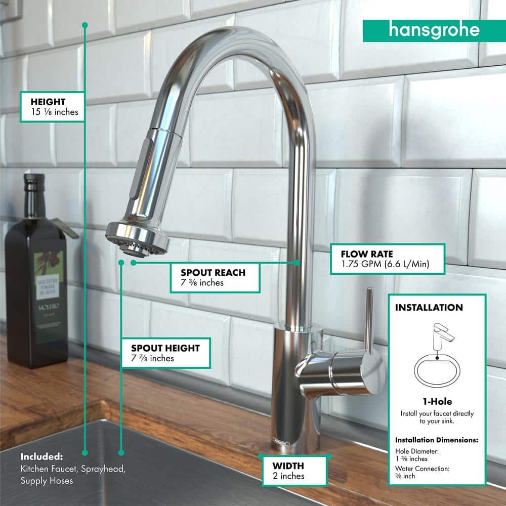 Talis S Modern Steel Optik Pull-down Kitchen Faucet with Spray
