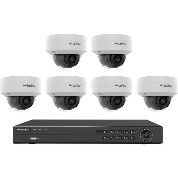 LaView 8-Channel Full HD IP Indoor/Outdoor Surveillance 4TB NVR System (6) Dome 1080p Cameras PoE Ready Motion Recording