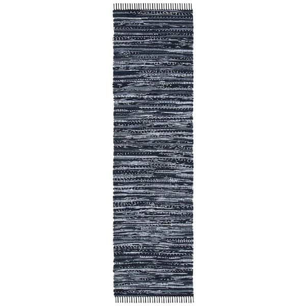 Rag 2 ft. x 8 ft. Black Gradient Striped Runner Rug