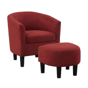 Take a Seat Churchill Red Mircrofiber Accent Chair with Ottoman
