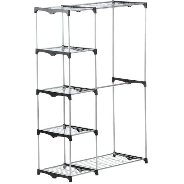 Honey-Can-Do Silver Steel Clothes Rack 45.25 in. W x 68 in. H