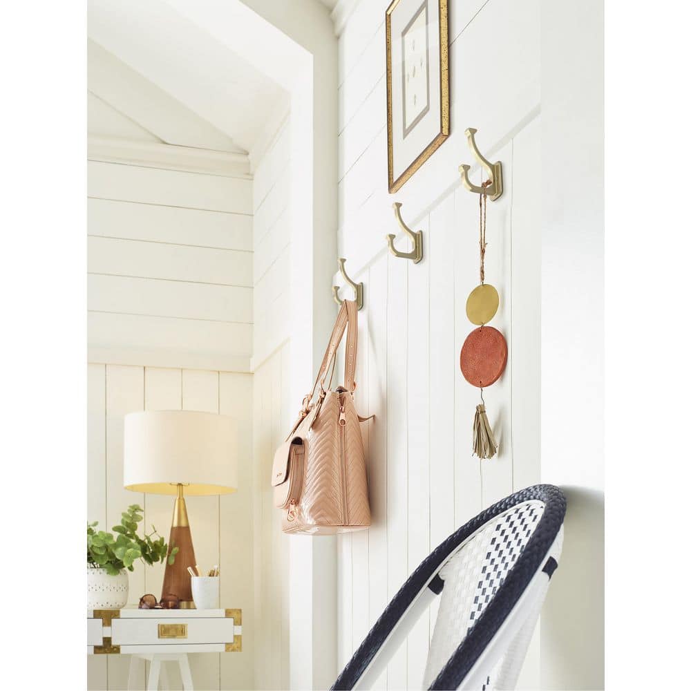 Golden Champagne Double Prong Metal Wall Hook
