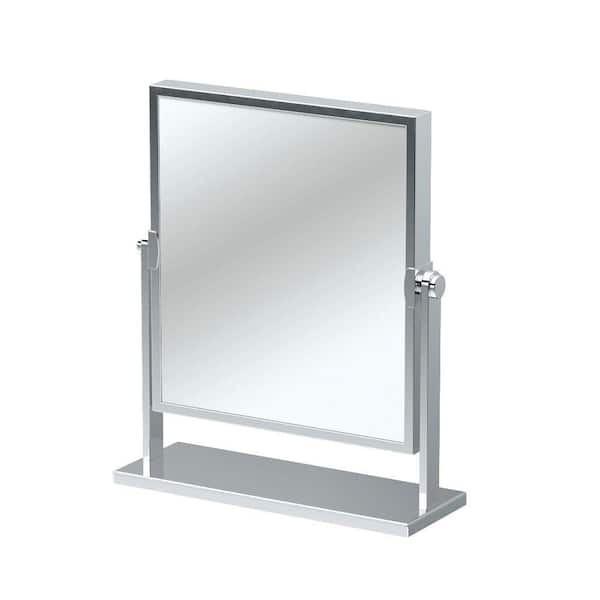 9.75 in. W x 12 in. H Single Elegant Table Makeup Mirror in Chrome