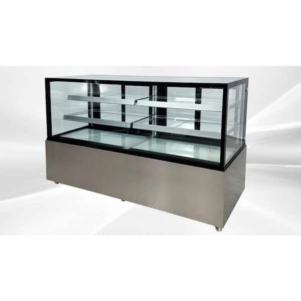 Cooler Depot 71 in. 27 cu. ft. Commercial Bakery Display Case Sliding 2-Door Glass Front Refrigerator in Stainless Steel
