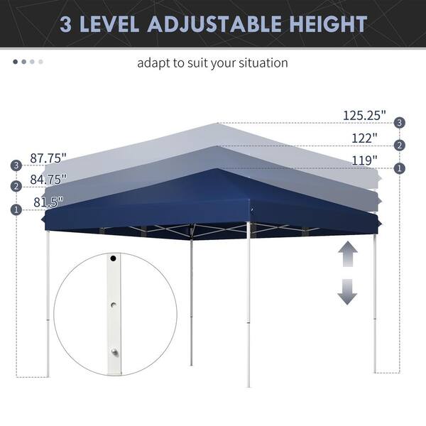 Outsunny 13 ft. x 13 ft. Dark Blue Pop Up Canopy Height