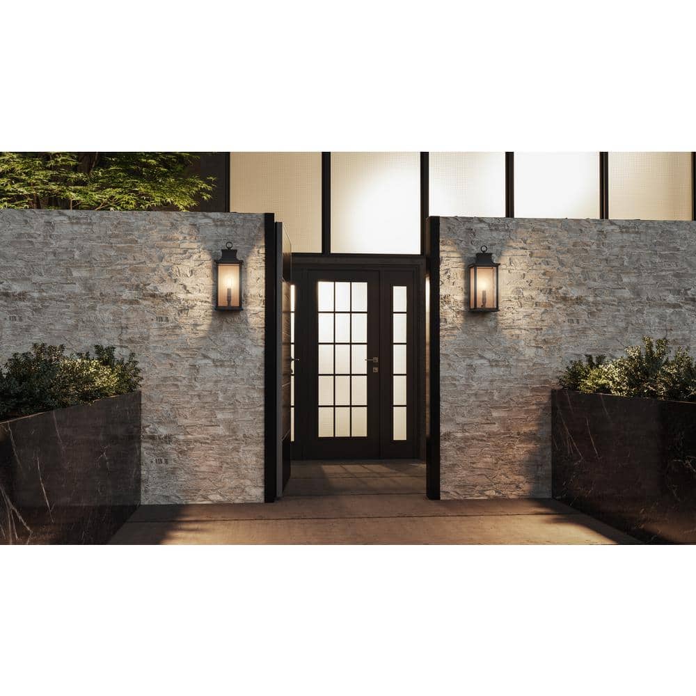 Abernathy 15.5" Bronze Outdoor Wall Lantern with Clear Glass