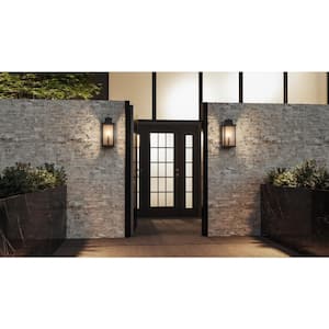 Abernathy 6.5 in. 1-Light Old Bronze Outdoor Wall Lantern Sconce with Clear Tempered Glass