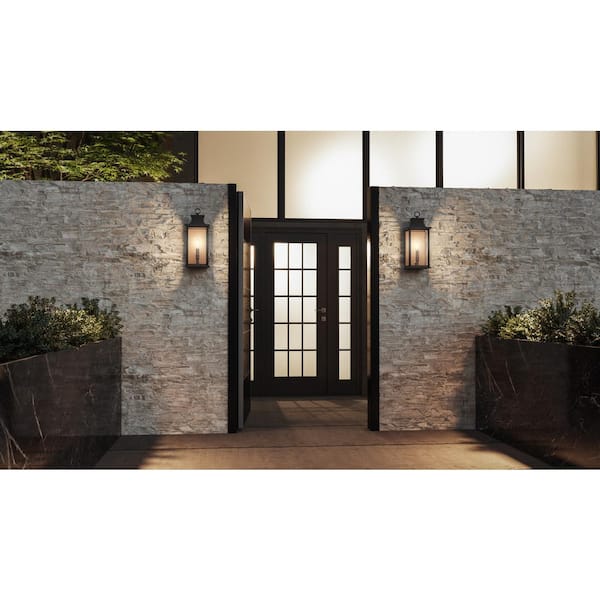 Abernathy 6.5 in. 1-Light Old Bronze Outdoor Wall Lantern Sconce with Clear Tempered Glass