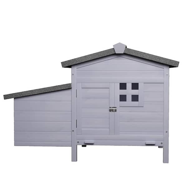 Outdoor Free-Range Wooden Chicken Coop with Asphalt Roof, Leak-Proof Pull-Out Tray, Secure Predator Defense
