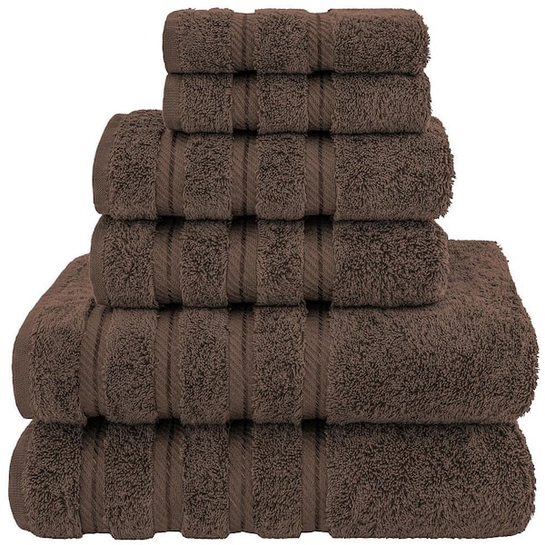 Lavish Home 100% Egyptian Cotton Zero Twist Towel Set in Chocolate