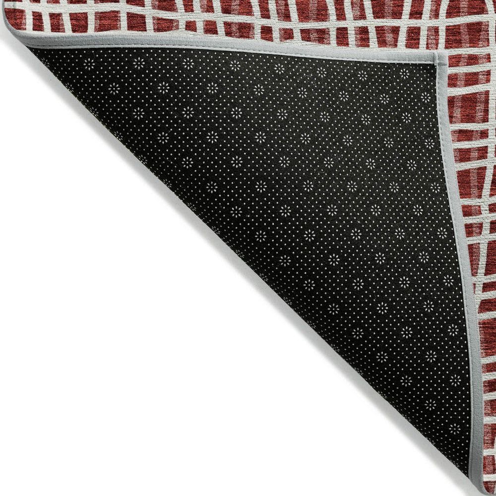 Burgundy Rectangular Synthetic Flat Woven Washable Rug 2'6" x 3'10"