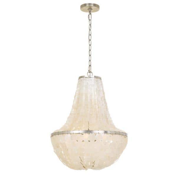 Brielle Antique Silver 6-Light Chandelier with Capiz Shells