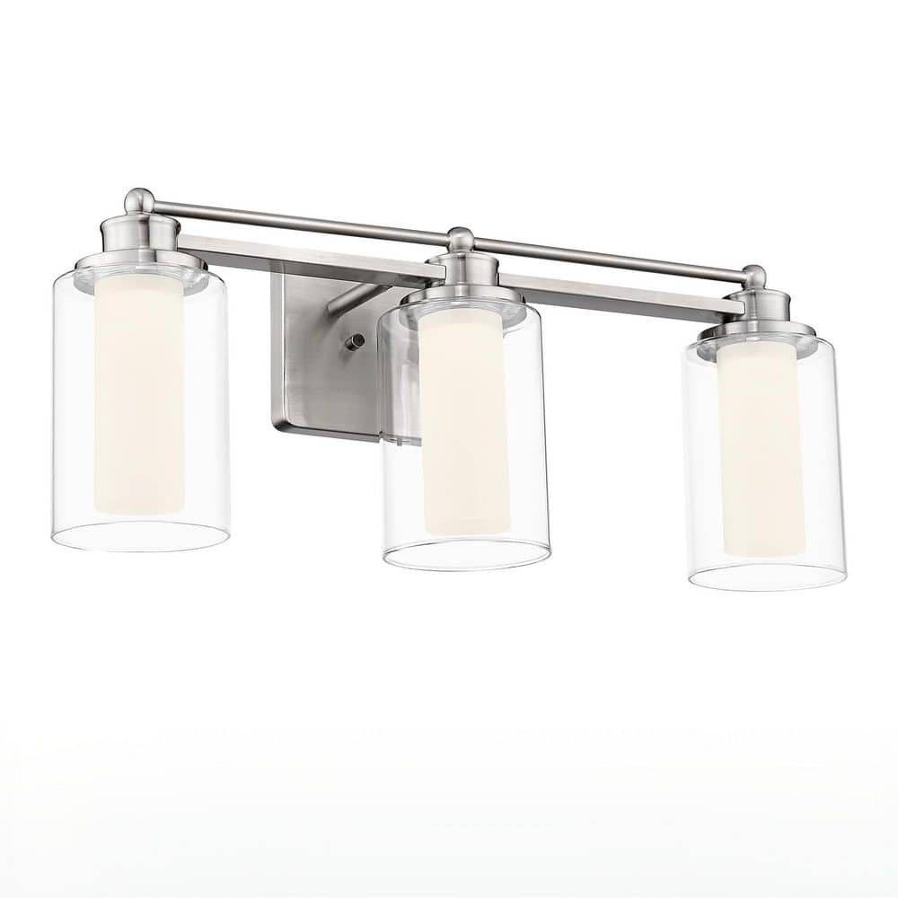 Modern 22.5 in. 3 Light Brushed Nickel 18W 5CCT LED Vanity Light with Frosted Acrylic Shade price history on PriceWatchPro